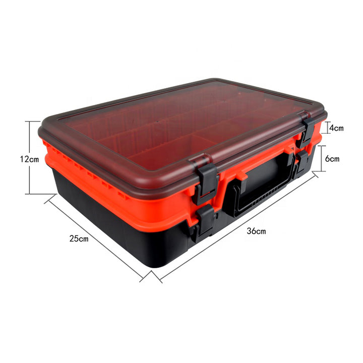 FISHING TACKLE LURE BOX WITH SECURE-LOCKING